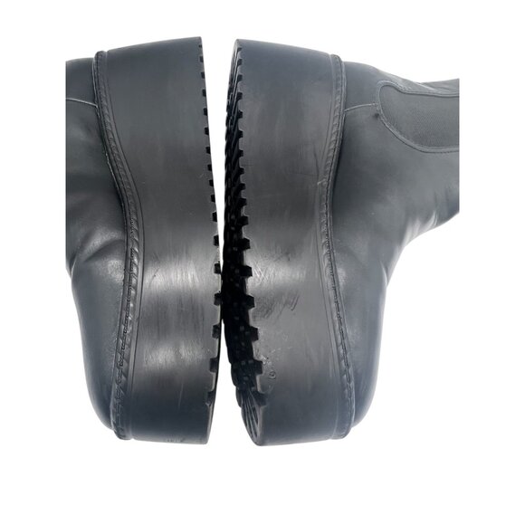 Womens Platform Wedge Ankle Boots 9.5 M Black Nine West Henrita3 Slip On Chunky - Picture 8 of 16